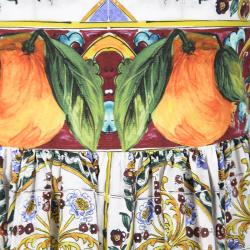 Pre Owned Dolce and Gabbana Multicolor Majolica and Orange Print Cotton Dress 5 Yrs