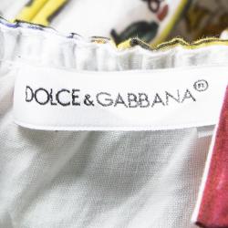 Pre Owned Dolce and Gabbana Multicolor Majolica and Orange Print Cotton Dress 5 Yrs