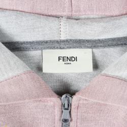 Fendi Pink Embroidered Ruffle Detail Hooded Zip Front Jacket 4 Yrs