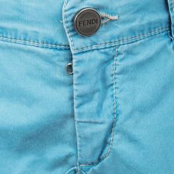 Pre Owned Fendi Blue Cold Pigment Overdyed Cotton Cargo Pants 4 Yrs