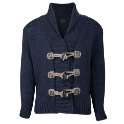 Pre Owned Fendi Blue Wool Toggle Button Detail Long Sleeve Cardigan 4 Yrs