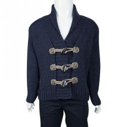 Pre Owned Fendi Blue Wool Toggle Button Detail Long Sleeve Cardigan 4 Yrs