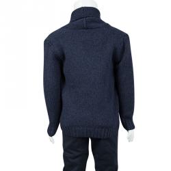 Pre Owned Fendi Blue Wool Toggle Button Detail Long Sleeve Cardigan 4 Yrs