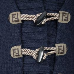 Pre Owned Fendi Blue Wool Toggle Button Detail Long Sleeve Cardigan 4 Yrs