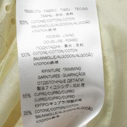 Gucci Kids Yellow Cutout Lace Trim Detail Cotton Sangallo Dress 6-9 M