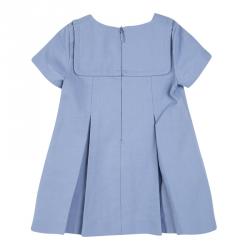 Gucci Kids SS'15 Sky Blue Button Detail Pleated Cotton Dress 6-9 M
