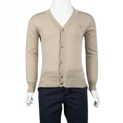 Pre Owned Gucci Beige Cashmere Blend Knit Long Sleeve Button Front Cardigan 4 Yrs