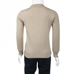 Pre Owned Gucci Beige Cashmere Blend Knit Long Sleeve Button Front Cardigan 4 Yrs