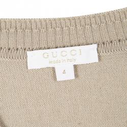 Pre Owned Gucci Beige Cashmere Blend Knit Long Sleeve Button Front Cardigan 4 Yrs