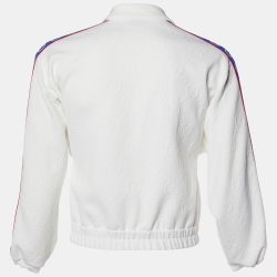 Pre Owned Gucci White GG Textured Jersey Logo Tape Detail Jacket 12 Yrs