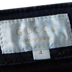 Pre Owned Gucci Indigo Dark Wash Faded Effect Denim Skinny Jeans 4 Yrs