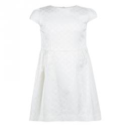 Pre Owned Gucci Off White Monogram Jacquard Cap Sleeve Dress 5 Yrs