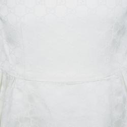 Pre Owned Gucci Off White Monogram Jacquard Cap Sleeve Dress 5 Yrs