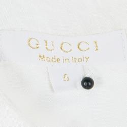 Pre Owned Gucci Off White Monogram Jacquard Cap Sleeve Dress 5 Yrs