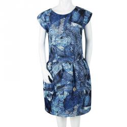 Pre Owned Jean Paul Gaultier Junior Indigo Printed Prunelle Dress 12 Yrs