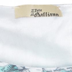 John Galliano Kids Multicolor Gazette Print Gathered Waist Dress 14Yrs