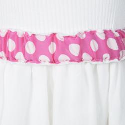Monnalisa White Cotton Ruffle Detail Belted Floral Embroidered Dress 6 Yrs