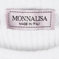 Monnalisa White Cotton Ruffle Detail Belted Floral Embroidered Dress 6 Yrs