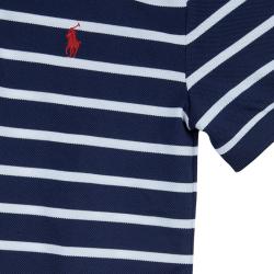 Ralph Lauren Navy Blue and White Striped Polo Shirt 8 Yrs