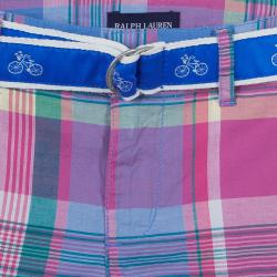 Pre Owned Ralph Lauren Multicolor Checked Belted Bermuda Shorts 8 Yrs