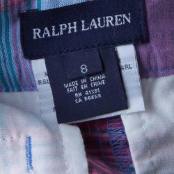 Pre Owned Ralph Lauren Multicolor Checked Belted Bermuda Shorts 8 Yrs