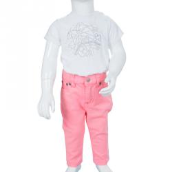 Pre Owned Ralph Lauren Neon Pink Denim Bowery Skinny Jeans 12 Months