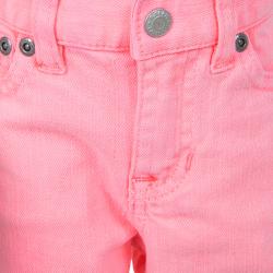Pre Owned Ralph Lauren Neon Pink Denim Bowery Skinny Jeans 12 Months