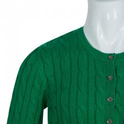 Pre Owned سويتر رالف لورين وتريكو سويدي بنمط شريطي أخضر 8/10 سنوات