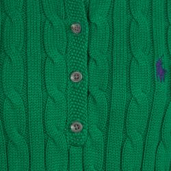 Pre Owned سويتر رالف لورين وتريكو سويدي بنمط شريطي أخضر 8/10 سنوات