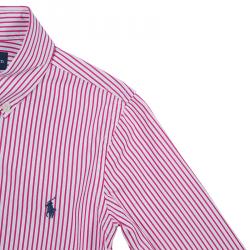 Pre Owned Ralph Lauren Red and White Striped Long Sleeve Buttondown Cotton Shirt 8 Yrs