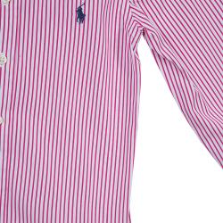 Pre Owned Ralph Lauren Red and White Striped Long Sleeve Buttondown Cotton Shirt 8 Yrs