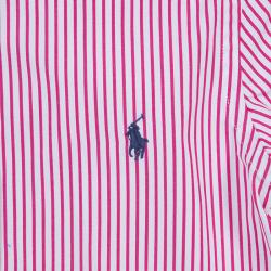 Pre Owned Ralph Lauren Red and White Striped Long Sleeve Buttondown Cotton Shirt 8 Yrs