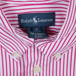 Pre Owned Ralph Lauren Red and White Striped Long Sleeve Buttondown Cotton Shirt 8 Yrs