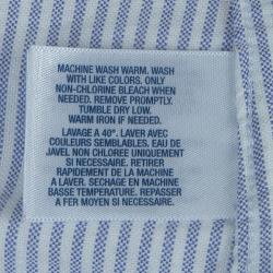 Pre Owned Ralph Lauren White and Blue Striped Cotton Ruffle Detail Long Sleeve Shirt 6 Yrs