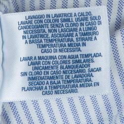 Pre Owned Ralph Lauren White and Blue Striped Cotton Ruffle Detail Long Sleeve Shirt 6 Yrs