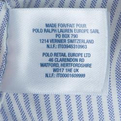 Pre Owned Ralph Lauren White and Blue Striped Cotton Ruffle Detail Long Sleeve Shirt 6 Yrs