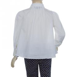 Pre Owned Ralph Lauren White Pintucked Lace Trim Ruffle Detail Long Sleeve Blouse 5 Yrs