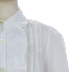 Pre Owned Ralph Lauren White Pintucked Lace Trim Ruffle Detail Long Sleeve Blouse 5 Yrs