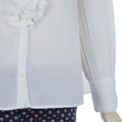 Pre Owned Ralph Lauren White Pintucked Lace Trim Ruffle Detail Long Sleeve Blouse 5 Yrs