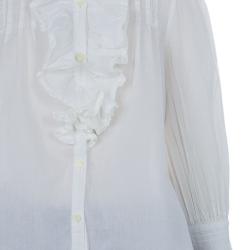 Pre Owned Ralph Lauren White Pintucked Lace Trim Ruffle Detail Long Sleeve Blouse 5 Yrs