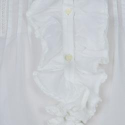 Pre Owned Ralph Lauren White Pintucked Lace Trim Ruffle Detail Long Sleeve Blouse 5 Yrs