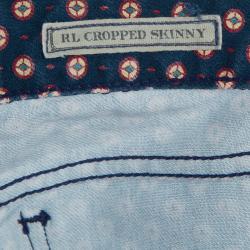 Pre Owned Ralph Lauren Blue Printed Denim Cropped Skinny Jeans 6 Yrs