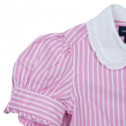 Pre Owned Ralph Lauren Pink Striped Puffed Sleeve Buttondown Shirt 3 Yrs