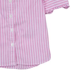 Pre Owned Ralph Lauren Pink Striped Puffed Sleeve Buttondown Shirt 3 Yrs