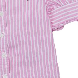 Pre Owned Ralph Lauren Pink Striped Puffed Sleeve Buttondown Shirt 3 Yrs
