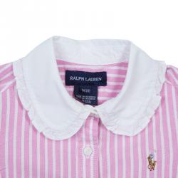 Pre Owned Ralph Lauren Pink Striped Puffed Sleeve Buttondown Shirt 3 Yrs