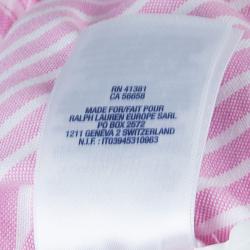 Pre Owned Ralph Lauren Pink Striped Puffed Sleeve Buttondown Shirt 3 Yrs