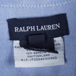 Pre Owned Ralph Lauren Blue Ruffle Detail Buttondown Cotton Dress 14 Yrs