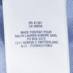 Pre Owned Ralph Lauren Blue Ruffle Detail Buttondown Cotton Dress 14 Yrs