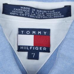 Pre Owned Tommy Hilfiger Blue Long Sleeve Buttondown Cotton Shirt 7 Yrs